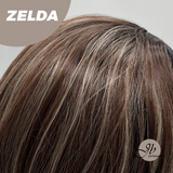 JBEXTENSION 14 Inches Wave Brown Highlight Chocolate‑Blonde Mix Headband Wig ZELDA