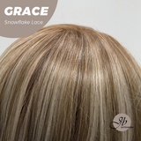 JBEXTENSION 15 Inches Mix Blonde Wave Pre-Cut T Part Snowflake Lace Frontlace Glueless Wig GRACE【BENDY EAR TABS】