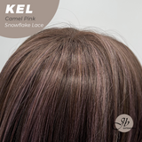 JBEXTENSION 22 Inches Camel Pink Pre-Cut Snowflake Lace Frontlace Glueless Wig KEL CAMEL PINK【PERMATEASE】【BENDY EAR TABS】- S/M