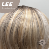 JBEXTENSION 14 Inches Wave Light Peach Pre-Cut Side Part Snowflake Lace Frontlace Glueless Wig LEE【BENDY EAR TABS】