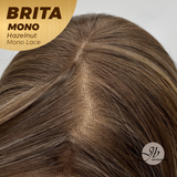 JBEXTENSION BRITA MONO Monofilament Handmade Wig 6X5 Full Monofilament Hand Tied Top Wig 22 Inches Hazelnut Mono Lace Wig with Anti-slip Silicone Strips Glueless Wig BRITA MONO HAZELNUT【BENDY EAR TABS】