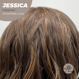[PRE-ORDER] JBEXTENSION 16 Inches Caramel Curly Pre-Cut Side Part Snowflake Lace Frontlace Glueless Wig JESSICA CARAMEL【BENDY EAR TABS】