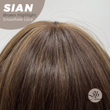 JBEXTENSION 16 Inches Brown Highlight Wave Top Snowflake Lace Glueless Wig SIAN HIGHLIGHT【PERMATEASE】【BENDY EAR TABS】