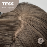 JBEXTENSION 15 Inches Scalpiana Wave Light Brown with Highlight 3.5X4 Hard Silky Top Natural Scalp Effect Wig with Bangs TESS