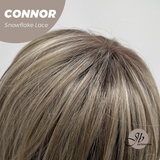 JBEXTENSION 13 Inches Dark Mix Blonde Curly Pre-Cut T Part Snowflake Lace Frontlace Glueless Wig CONNOR【BENDY EAR TABS】