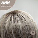 JBEXTENSION 10 Inches Cream Grey Pre-Cut Side Part Snowflake Lace Frontlace Glueless Wig ANN CREAM GREY【BENDY EAR TABS】