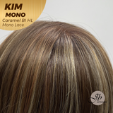 JBEXTENSION KIM MONO Full Monofilament Handmade Full Lace Full Hand Tied Wig 17 Inches Caramel Blonde Highlight Mono Lace Handmade Futura Fiber Wig with Anti-slip Silicone Strips Glueless Wig KIM MONO - CARAMEL BLONDE HIGHLIGHT【BENDY EAR TABS】
