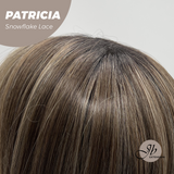 [PRE-ORDER] JBEXTENSION 17 Inches Dark Mix Blonde Pre-Cut T Part Snowflake Lace Frontlace Glueless Wig with Bangs PATRICIA【BENDY EAR TABS】