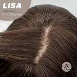 JBEXTENSION 26 Inches Scalpiana Long Curly Hazelnut 3.5X4 Hard Silky Top Natural Scalp Effect Wig with Bangs LISA BLONDE HAZELNUT