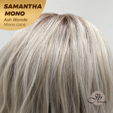 JBEXTENSION SAMANTHA MONO Full Monofilament Handmade Full Lace Full Hand Tied Wig 17 Inches Ash Blonde Mono Lace Handmade Futura Fiber Wig with Anti-slip Silicone Strips Glueless Wig SAMANTHA MONO ASH BLONDE【BENDY EAR TABS】