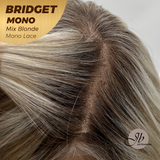 JBEXTENSION BRIDGET MONO Monofilament Handmade Wig 6X5 Full Monofilament Hand Tied Top Wig 15 Inches Mix Blonde Mono Lace Wig With Anti-slip Silicone Strips Glueless Wig BRIDGET MONO MIX BLONDE【BENDY EAR TABS