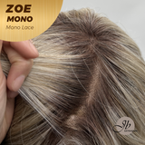 JBEXTENSION ZOE MONO Monofilament Handmade Wig 6X5 Full Monofilament Hand Tied Top Wig 11 Inches Mix Blonde Mono Lace Wig with Anti-slip Silicone Strips Glueless Wig ZOE MONO - MIX BLONDE【BENDY EAR TABS】