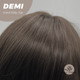 JBEXTENSION 28 Inches Scalpiana Body Wave Cold Brown 3.5X4 Hard Silky Top Natural Scalp Effect Wig with Bangs DEMI