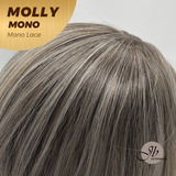 JBEXTENSION MOLLY MONO Monofilament Handmade Wig 6X5 Full Monofilament Hand Tied Top Wig 18 Inches Ash Blonde Mono Lace Wig with Anti-slip Silicone Strips Glueless Wig MOLLY MONO【BENDY EAR TABS】