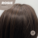 JBEXTENSION 16 Inches Brown Curly Women Pre-Cut Frontlace Glueless Wig with Bangs ROSIE BROWN