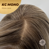 JBEXTENSION KC MONO Monofilament Handmade Wig 6X5 Full Monofilament Hand Tied Top Wig 18 Inches Curly Mix Blonde Mono Lace Wig with Anti-slip Silicone Strips Glueless Wig KC MONO【BENDY EAR TABS】