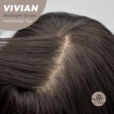 JBEXTENSION 24 Inches Scalpiana Midnight Brown(Black/Brown) Wave 3.5X4 Hard Silky Top Natural Scalp Effect Wig VIVIAN MIDNIGHT BROWN