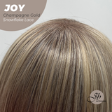 JBEXTENSION 19 Inches Champagne Gold Pre-Cut Arc Snowflake Lace Frontlace Glueless Wig JOY CHAMPAGNE GOLD【BENDY EAR TABS】