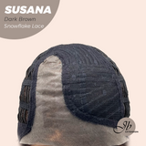 JBEXTENSION 9 Inches Dark Brown Pre-Cut Side Part Snowflake Lace Frontlace Glueless Wig SUSANA DARK BROWN【BENDY EAR TABS】
