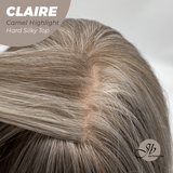 JBEXTENSION 22 Inches Scalpiana Camel Highlight 3.5X4 Hard Silky Top Natural Scalp Effect Women Wig With Bangs CLAIRE SILKY TOP CAMEL HIGHLIGHT