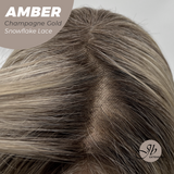 JBEXTENSION 21 Inches Straight Champagne Gold Pre-Cut T Part Snowflake Lace Frontlace Glueless Wig AMBER CHAMPAGNE GOLD【BENDY EAR TABS】