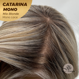 JBEXTENSION CATARINA MONO Full Monofilament Handmade Full Lace Full Hand Tied Wig 13 Inches Mix Blonde Mono Lace Handmade Futura Fiber Wig with Anti-slip Silicone Strips Glueless Wig CATARINA MONO MIX BLONDE【BENDY EAR TABS】