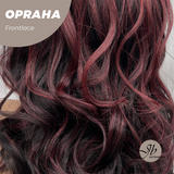 JBEXTENSION 23 Inches Curly Black Red Pre-Cut Frontlace Glueless Black Sapphire Wig OPRAHA