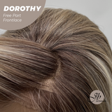 JBEXTENSION 22 Inches Mix Brown Curly Fiber X, Tangle Less Pre-Cut Free Part Frontlace Glueless Wig DOROTHY【FIBER X】