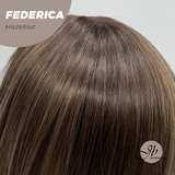 JBEXTENSION 16 Inches Short Bob Cut Hazelnut Wig with Bangs FEDERICA HAZELNUT