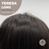 JBEXTENSION 22 Inches Long Dark Brown Pre-Cut Snowflake Lace Frontlace Glueless Wig TERESA LONG DARK BROWN【PERMATEASE】【BENDY EAR TABS】- M/L