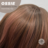 JBEXTENSION 22 Inches Scalpiana Long Wave Strawberry Truffle 3.5X4 Hard Silky Top Natural Scalp Effect Wig with Bangs OSSIE STRAWBERRY TRUFFLE