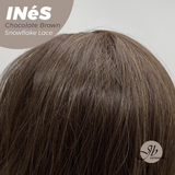 JBEXTENSION 22 Inches Chocolate Brown Pre-Cut Snowflake Lace Frontlace Glueless Wig INéS CHOCOLATE BROWN【PERMATEASE】【BENDY EAR TABS】