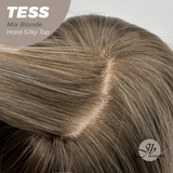JBEXTENSION 15 Inches Scalpiana Wave Mix Blonde 3.5X4 Hard Silky Top Natural Scalp Effect Wig with Bangs TESS MIX BLONDE