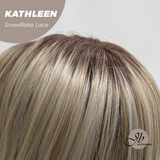 JBEXTENSION 15 Inches Mix Blonde Pre-Cut T Part Snowflake Lace Frontlace Glueless Wig KATHLEEN【BENDY EAR TABS】