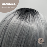 JBEXTENSION 16 Inches Grey Silver with Dark Root Pre-Cut Arc Snowflake Lace Frontlace Glueless Wig AMANDA SNOWFLAKE【BENDY EAR TABS】