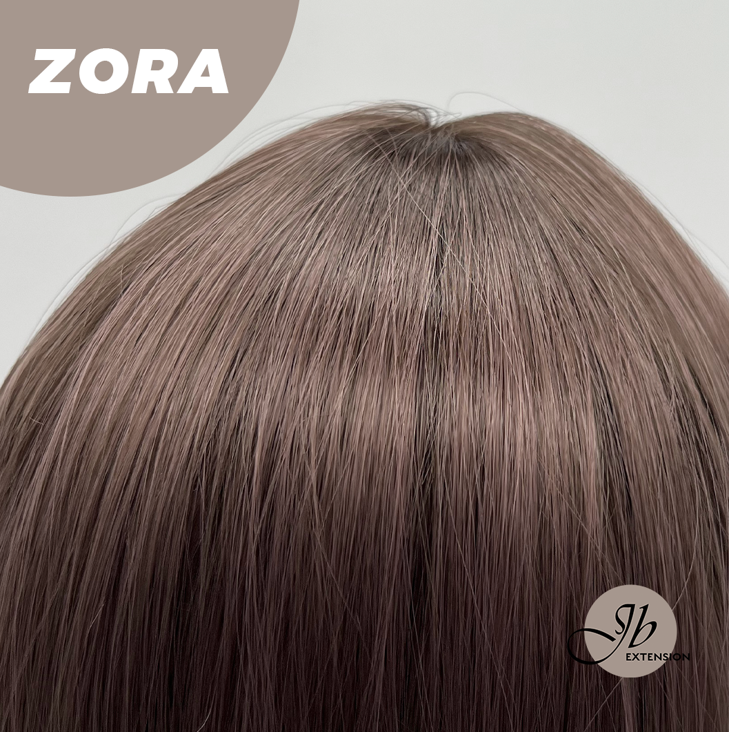 Puple Zora JBEXTENSION 22 Inches Purple with Dark Root Curly Wig with Bangs ZORA ...