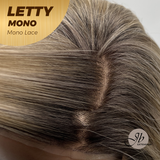 JBEXTENSION LETTY MONO Monofilament Handmade Wig 6X5 Full Monofilament Hand Tied Top Wig 12 Inches Dark Blonde Curly Mono Lace Wig With Anti-slip Silicone Strips Glueless Wig LETTY MONO【BENDY EAR TABS】