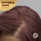 JBEXTENSION VITTORIA MONO Monofilament Handmade Wig 6X5 Full Monofilament Hand Tied Top Wig 16 Inches Dark Red Curly Mono Lace Wig With Anti-slip Silicone Strips Glueless Wig VITTORIA MONO【BENDY EAR TABS】