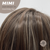 JBEXTENSION 16 Inches Scalpiana 3.5X4 Hard Silky Top Natural Scalp Effect Dark Brown Highlight Body Wave Wig with Bangs Wig MIMI SILK TOP - DARK BROWN HIGHLIGHT