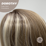 JBEXTENSION 22 Inches Mix Brown Curly Fiber X, Tangle Less Pre-Cut Free Part Frontlace Glueless Wig DOROTHY【FIBER X】