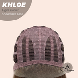 JBEXTENSION 12 Inches Bob Cut Light Brown Pre-Cut Snowflake Lace Frontlace Glueless Wig KHLOE LIGHT BROWN【PERMATEASE】【BENDY EAR TABS】- M/L