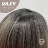 JBEXTENSION 21 Inches Scalpiana Dark Blonde with Dark Root 3.5X4 Hard Silky Top Natural Scalp Effect Wig with Bangs RILEY