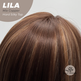 JBEXTENSION 20 Inches Scalpiana Mix Copper Wolf Cut 3.5X4 Hard Silky Top Natural Scalp Effect Wig With Bangs LILA MIX COPPER