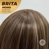JBEXTENSION BRITA MONO Monofilament Handmade Wig 6X5 Full Monofilament Hand Tied Top Wig 22 Inches Hazelnut Mono Lace Wig with Anti-slip Silicone Strips Glueless Wig BRITA MONO HAZELNUT【BENDY EAR TABS】