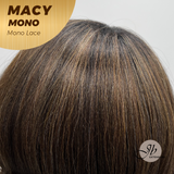JBEXTENSION MACY MONO Monofilament Handmade Wig 6X5 Full Monofilament Hand Tied Top Wig 18 Inches Curly Ombre Brown Mono Lace Wig with Anti-slip Silicone Strips Glueless Wig MACY MONO【BENDY EAR TABS】