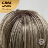 JBEXTENSION GINA MONO Full Monofilament Handmade Full Lace Full Hand Tied Wig 12 Inches Mix Blonde Mono Lace Handmade Futura Fiber Wig with Anti-slip Silicone Strips Glueless Wig GINA MONO【BENDY EAR TABS】