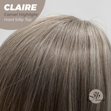JBEXTENSION 22 Inches Scalpiana Camel Highlight 3.5X4 Hard Silky Top Natural Scalp Effect Women Wig With Bangs CLAIRE SILKY TOP CAMEL HIGHLIGHT