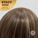 JBEXTENSION STACY MONO Monofilament Handmade Wig 6X5 Full Monofilament Hand Tied Top Wig 18 Inches Hazelnut Mono Lace Wig with Anti-slip Silicone Strips Glueless Wig STACY MONO - HAZELNUT【BENDY EAR TABS】