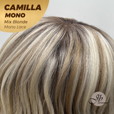 JBEXTENSION CAMILLA MONO Monofilament Handmade Wig 6X5 Full Monofilament Hand Tied Top Wig 20 Inches Mix Blonde Mono Lace Wig With Anti-slip Silicone Strips Glueless Wig CAMILLA MONO MIX BLONDE【BENDY EAR TABS】