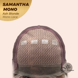 JBEXTENSION SAMANTHA MONO Full Monofilament Handmade Full Lace Full Hand Tied Wig 17 Inches Ash Blonde Mono Lace Handmade Futura Fiber Wig with Anti-slip Silicone Strips Glueless Wig SAMANTHA MONO ASH BLONDE【BENDY EAR TABS】